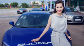 Hoa hậu Thu Thảo rạng rỡ b&ecirc;n si&ecirc;u xe Audi R8