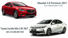 Chọn Mazda6 2.0L Premium 2017 hay Toyota Corolla Altis 2.0V 2017?